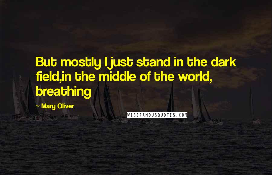 Mary Oliver Quotes: But mostly I just stand in the dark field,in the middle of the world, breathing