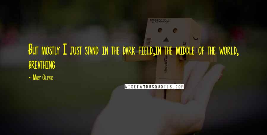 Mary Oliver Quotes: But mostly I just stand in the dark field,in the middle of the world, breathing