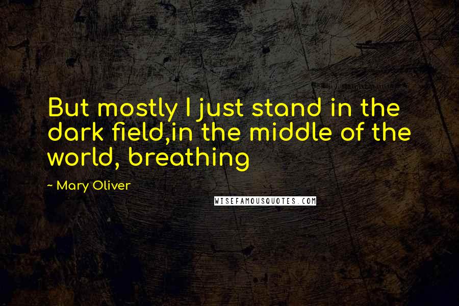 Mary Oliver Quotes: But mostly I just stand in the dark field,in the middle of the world, breathing
