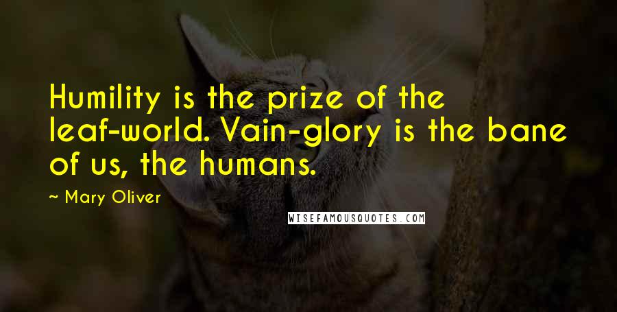 Mary Oliver Quotes: Humility is the prize of the leaf-world. Vain-glory is the bane of us, the humans.