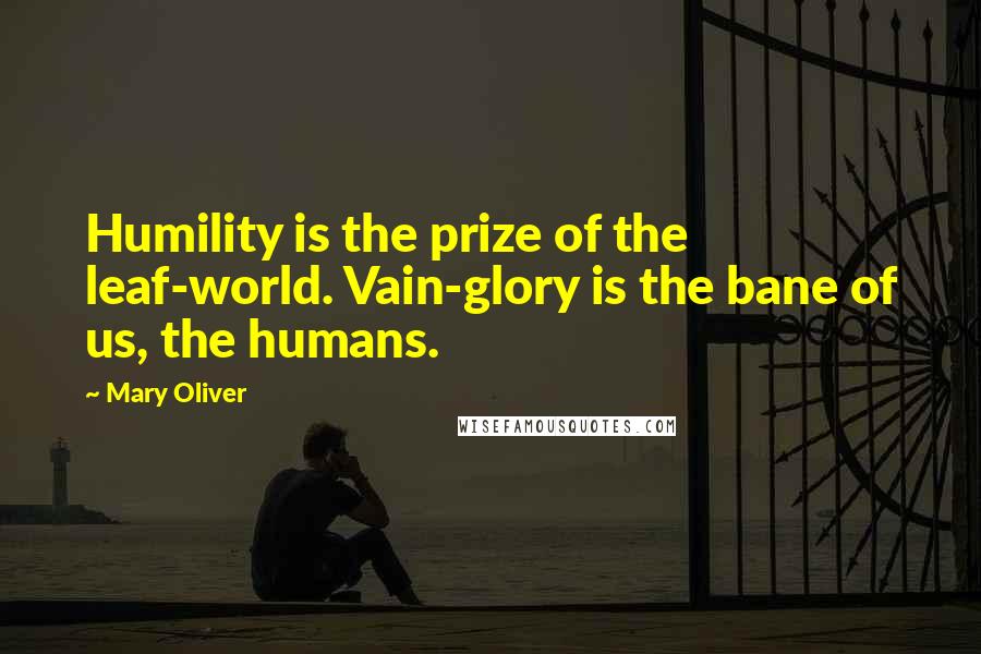 Mary Oliver Quotes: Humility is the prize of the leaf-world. Vain-glory is the bane of us, the humans.
