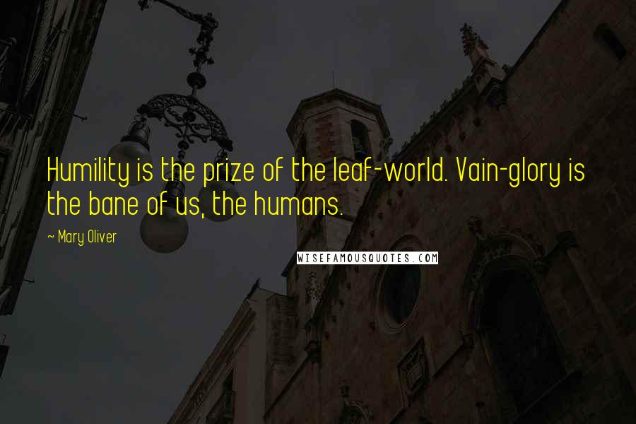 Mary Oliver Quotes: Humility is the prize of the leaf-world. Vain-glory is the bane of us, the humans.