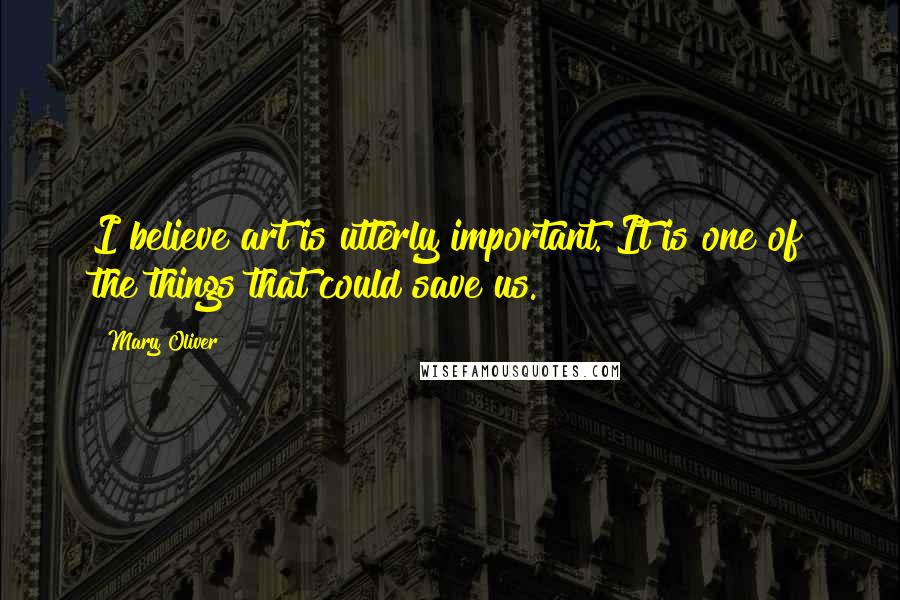 Mary Oliver Quotes: I believe art is utterly important. It is one of the things that could save us.