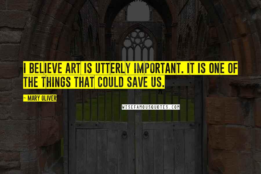 Mary Oliver Quotes: I believe art is utterly important. It is one of the things that could save us.
