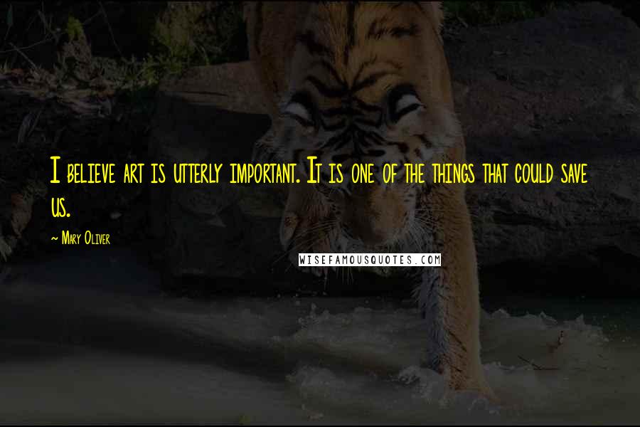 Mary Oliver Quotes: I believe art is utterly important. It is one of the things that could save us.
