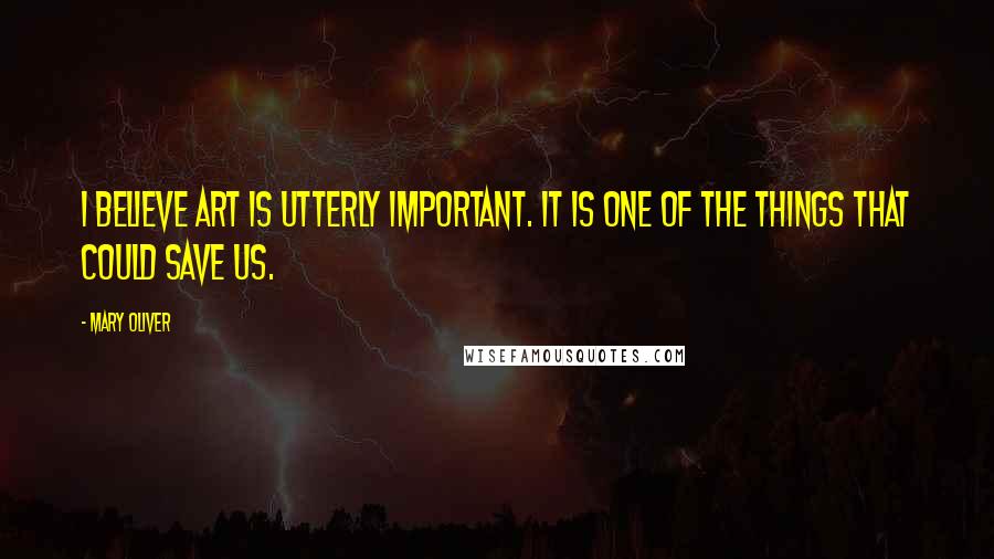 Mary Oliver Quotes: I believe art is utterly important. It is one of the things that could save us.