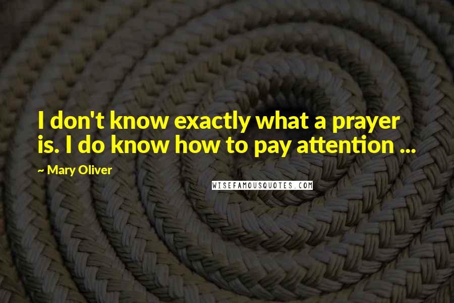 Mary Oliver Quotes: I don't know exactly what a prayer is. I do know how to pay attention ...