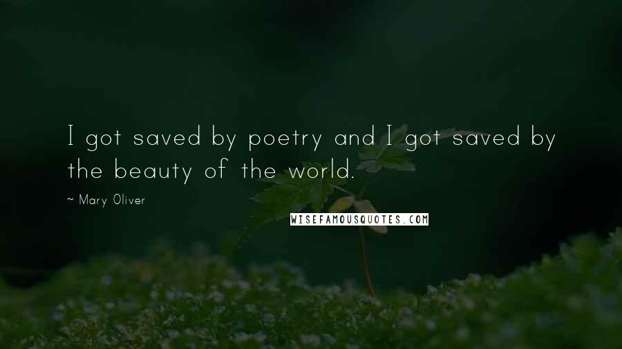 Mary Oliver Quotes: I got saved by poetry and I got saved by the beauty of the world.