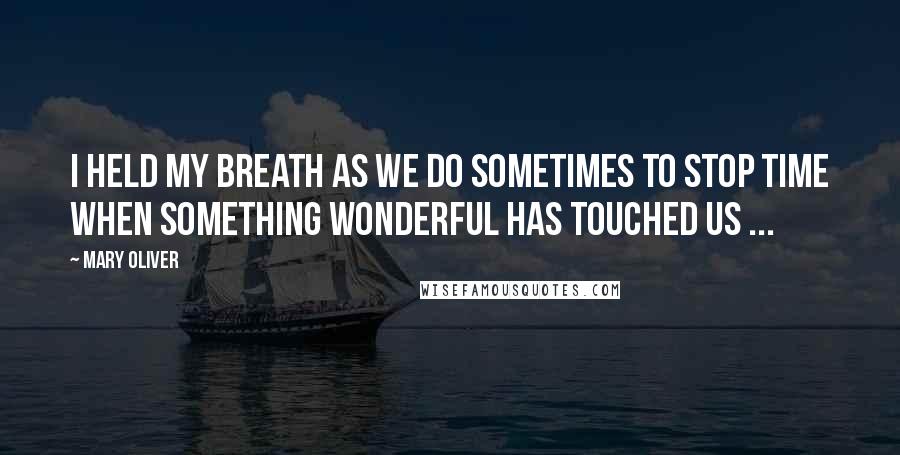 Mary Oliver Quotes: I held my breath as we do sometimes to stop time when something wonderful has touched us ...
