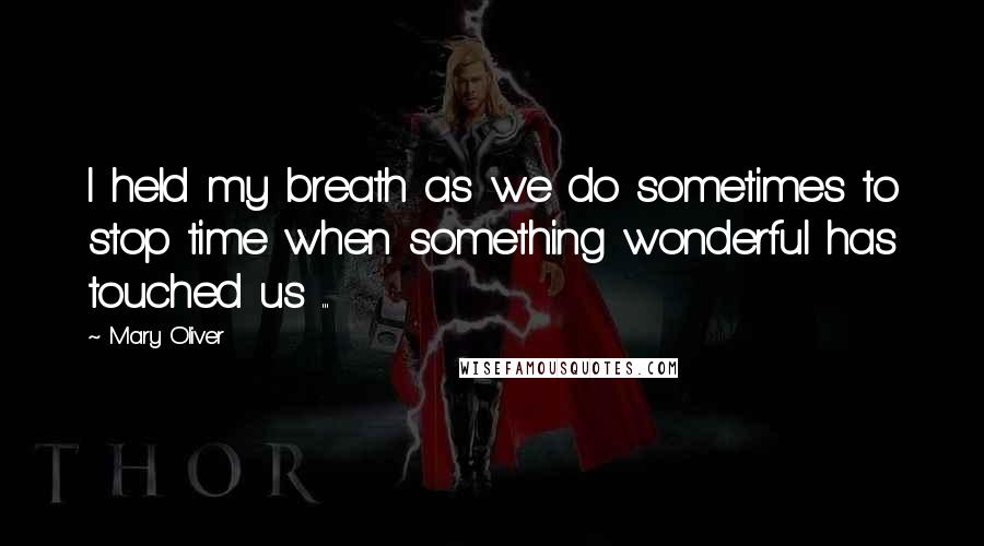 Mary Oliver Quotes: I held my breath as we do sometimes to stop time when something wonderful has touched us ...