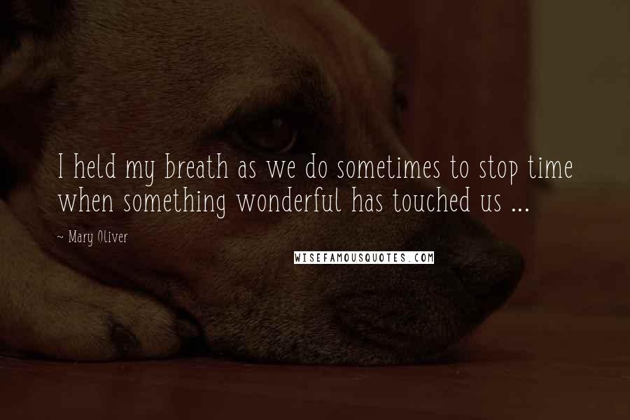 Mary Oliver Quotes: I held my breath as we do sometimes to stop time when something wonderful has touched us ...