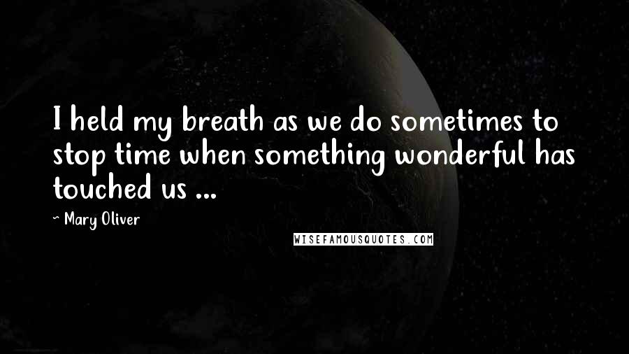 Mary Oliver Quotes: I held my breath as we do sometimes to stop time when something wonderful has touched us ...