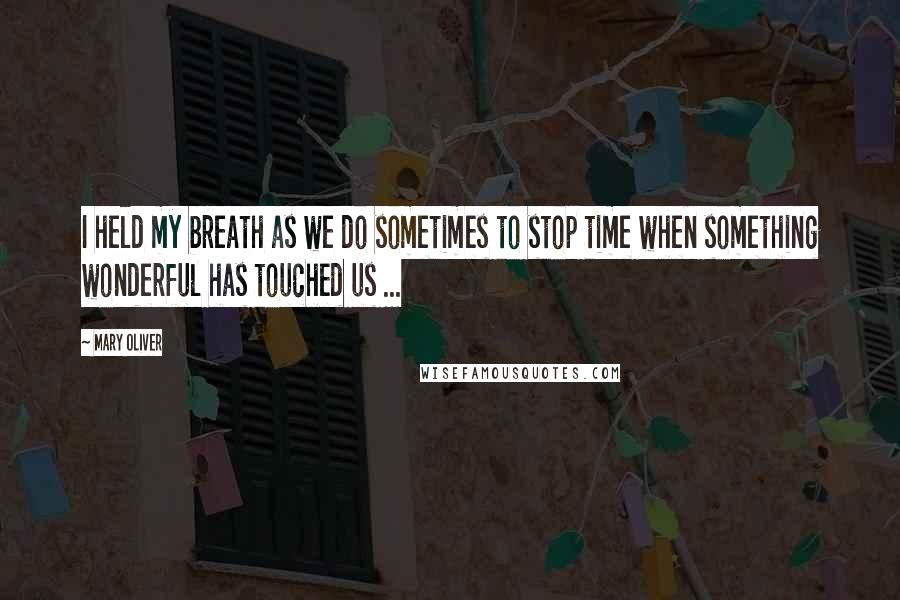 Mary Oliver Quotes: I held my breath as we do sometimes to stop time when something wonderful has touched us ...