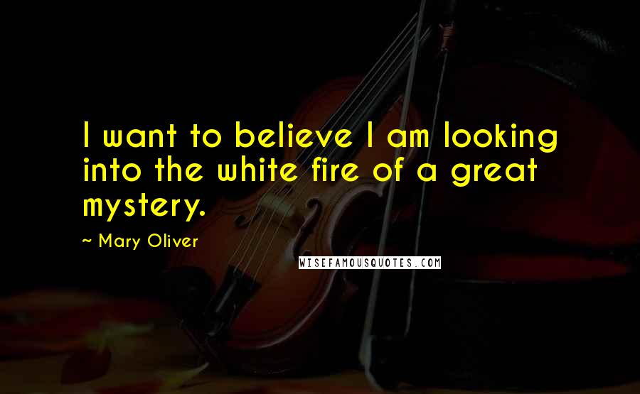 Mary Oliver Quotes: I want to believe I am looking into the white fire of a great mystery.