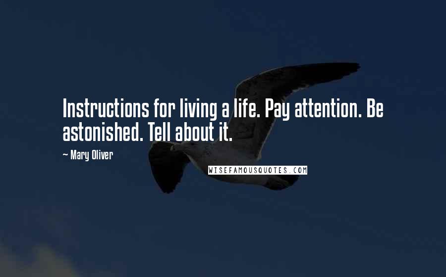 Mary Oliver Quotes: Instructions for living a life. Pay attention. Be astonished. Tell about it.