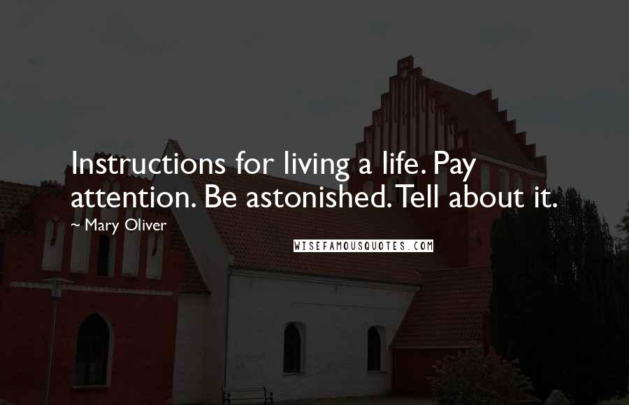 Mary Oliver Quotes: Instructions for living a life. Pay attention. Be astonished. Tell about it.