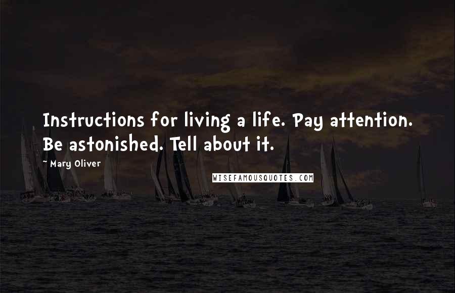 Mary Oliver Quotes: Instructions for living a life. Pay attention. Be astonished. Tell about it.