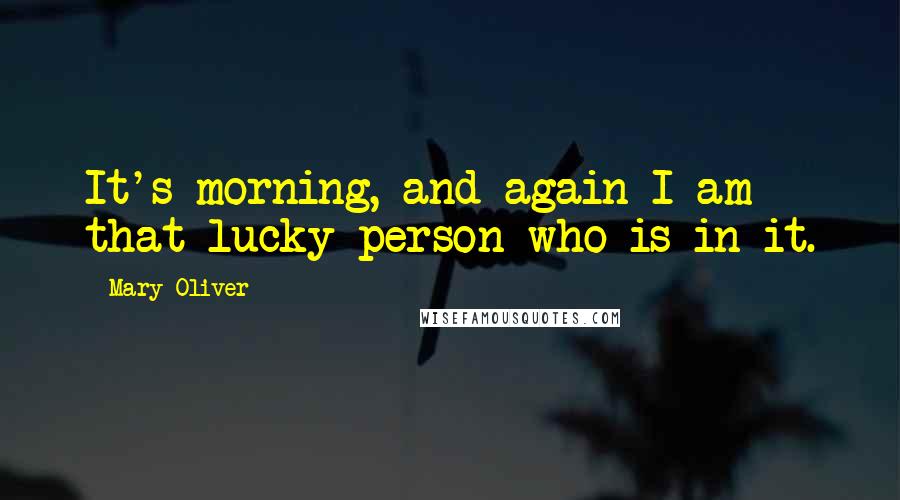 Mary Oliver Quotes: It's morning, and again I am that lucky person who is in it.