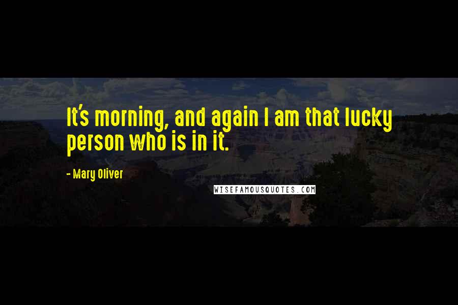 Mary Oliver Quotes: It's morning, and again I am that lucky person who is in it.