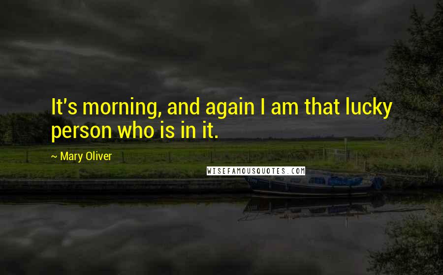 Mary Oliver Quotes: It's morning, and again I am that lucky person who is in it.