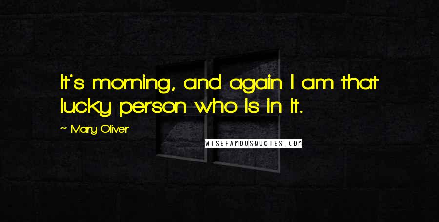 Mary Oliver Quotes: It's morning, and again I am that lucky person who is in it.