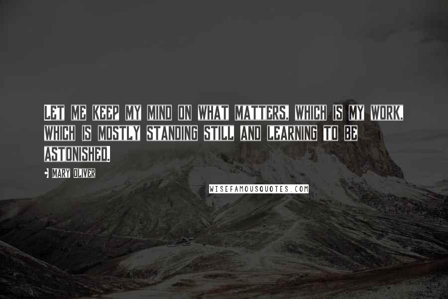 Mary Oliver Quotes: Let me keep my mind on what matters, which is my work, which is mostly standing still and learning to be astonished.