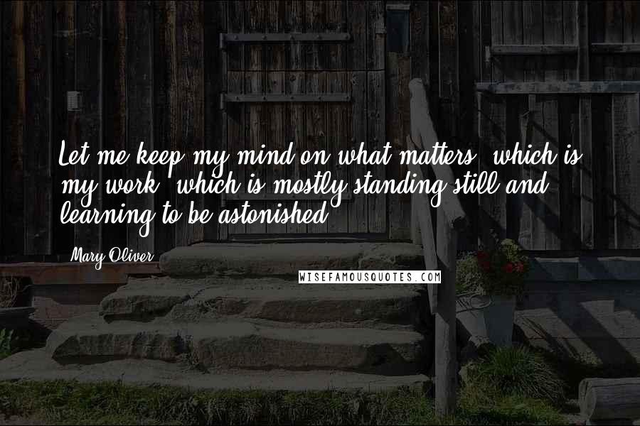 Mary Oliver Quotes: Let me keep my mind on what matters, which is my work, which is mostly standing still and learning to be astonished.