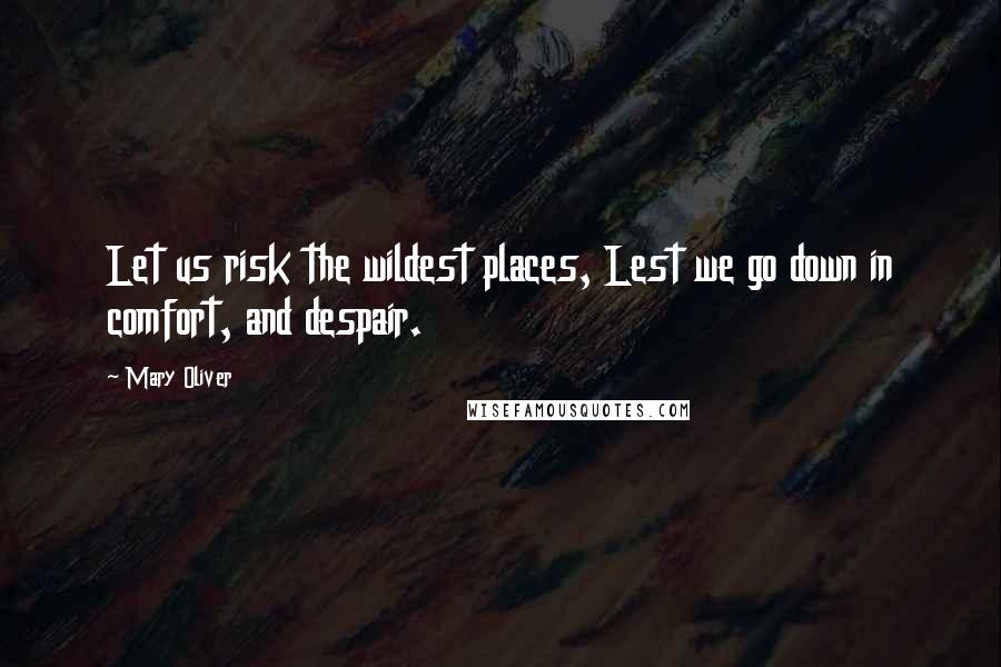 Mary Oliver Quotes: Let us risk the wildest places, Lest we go down in comfort, and despair.