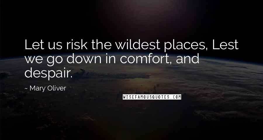 Mary Oliver Quotes: Let us risk the wildest places, Lest we go down in comfort, and despair.
