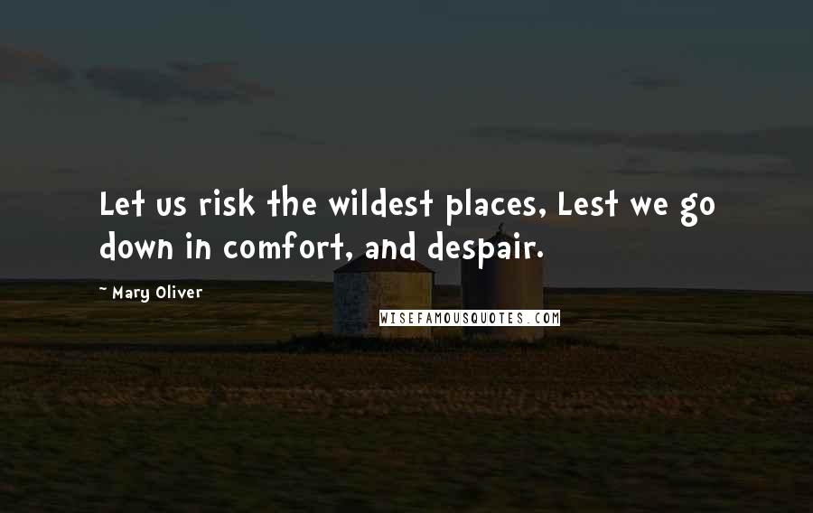 Mary Oliver Quotes: Let us risk the wildest places, Lest we go down in comfort, and despair.