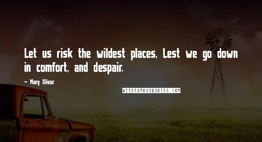 Mary Oliver Quotes: Let us risk the wildest places, Lest we go down in comfort, and despair.