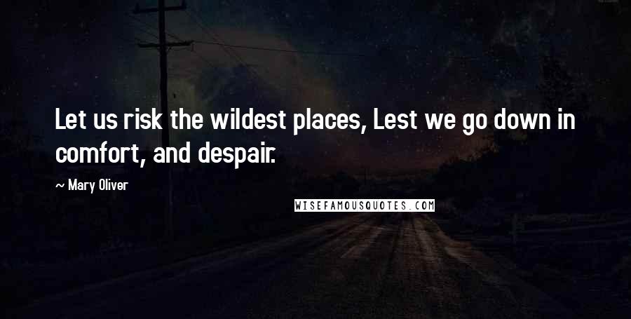 Mary Oliver Quotes: Let us risk the wildest places, Lest we go down in comfort, and despair.