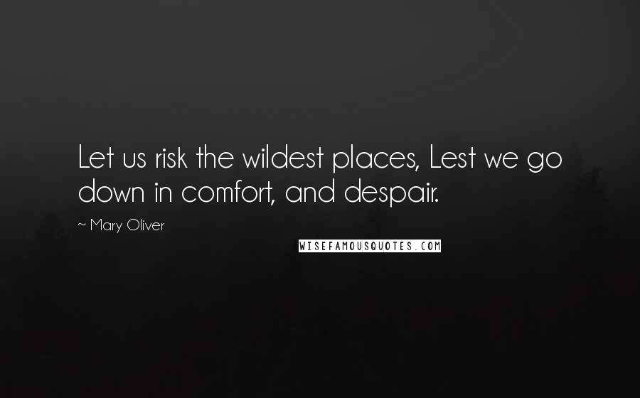 Mary Oliver Quotes: Let us risk the wildest places, Lest we go down in comfort, and despair.