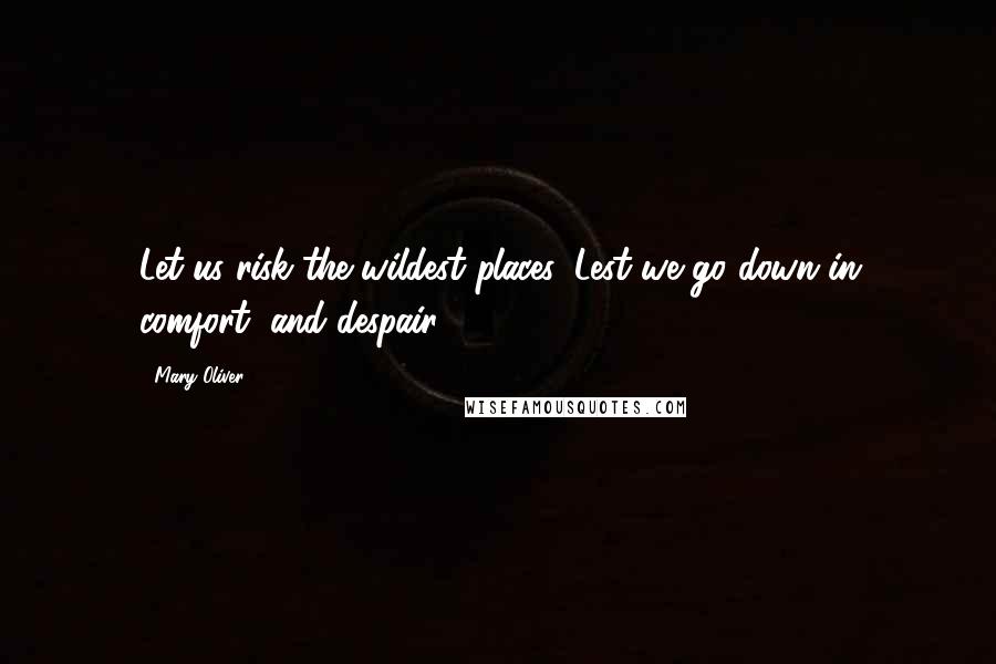 Mary Oliver Quotes: Let us risk the wildest places, Lest we go down in comfort, and despair.