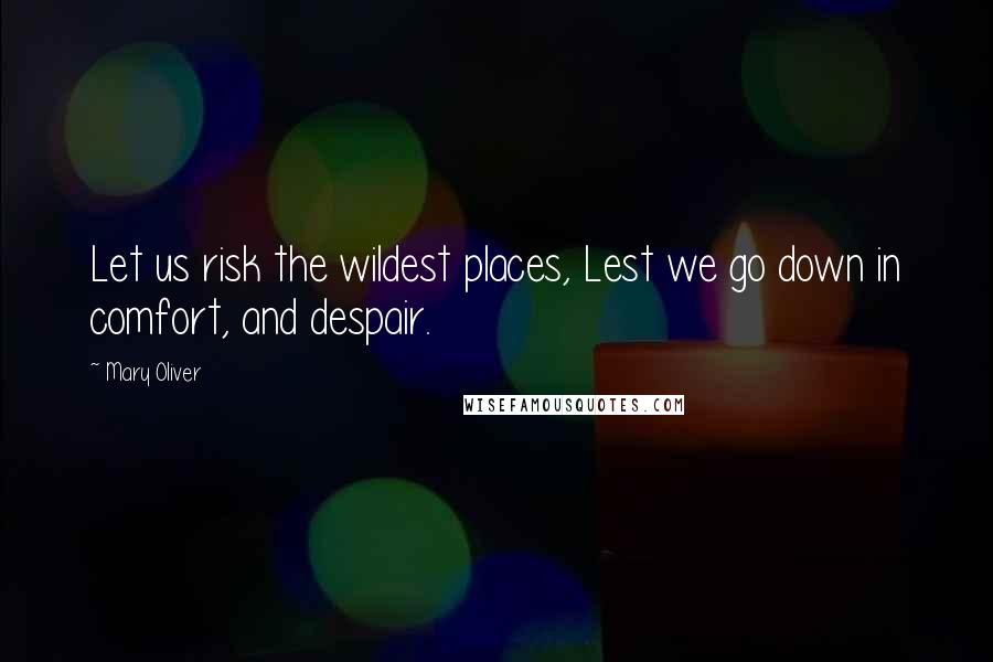 Mary Oliver Quotes: Let us risk the wildest places, Lest we go down in comfort, and despair.