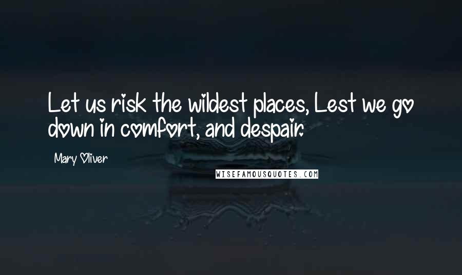 Mary Oliver Quotes: Let us risk the wildest places, Lest we go down in comfort, and despair.