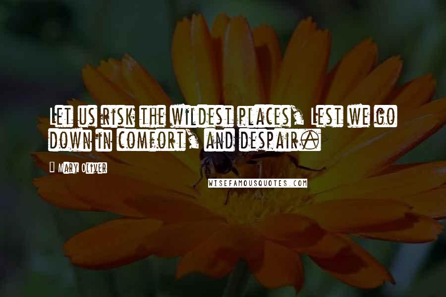 Mary Oliver Quotes: Let us risk the wildest places, Lest we go down in comfort, and despair.