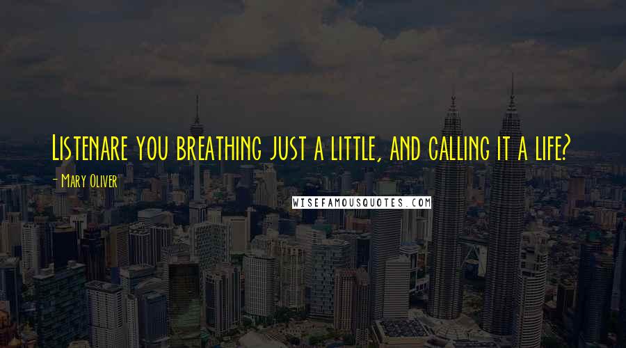 Mary Oliver Quotes: Listenare you breathing just a little, and calling it a life?