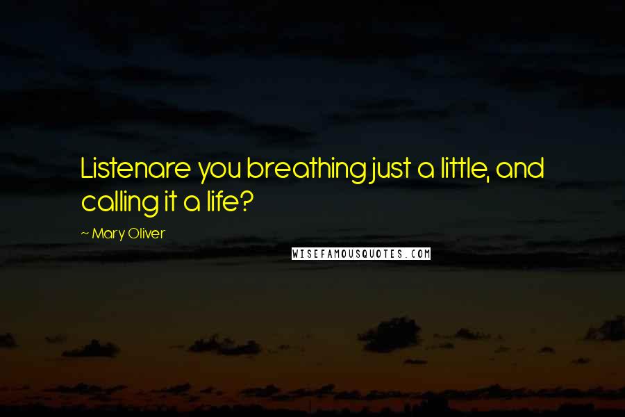 Mary Oliver Quotes: Listenare you breathing just a little, and calling it a life?