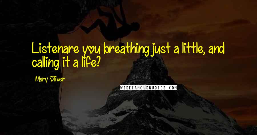 Mary Oliver Quotes: Listenare you breathing just a little, and calling it a life?