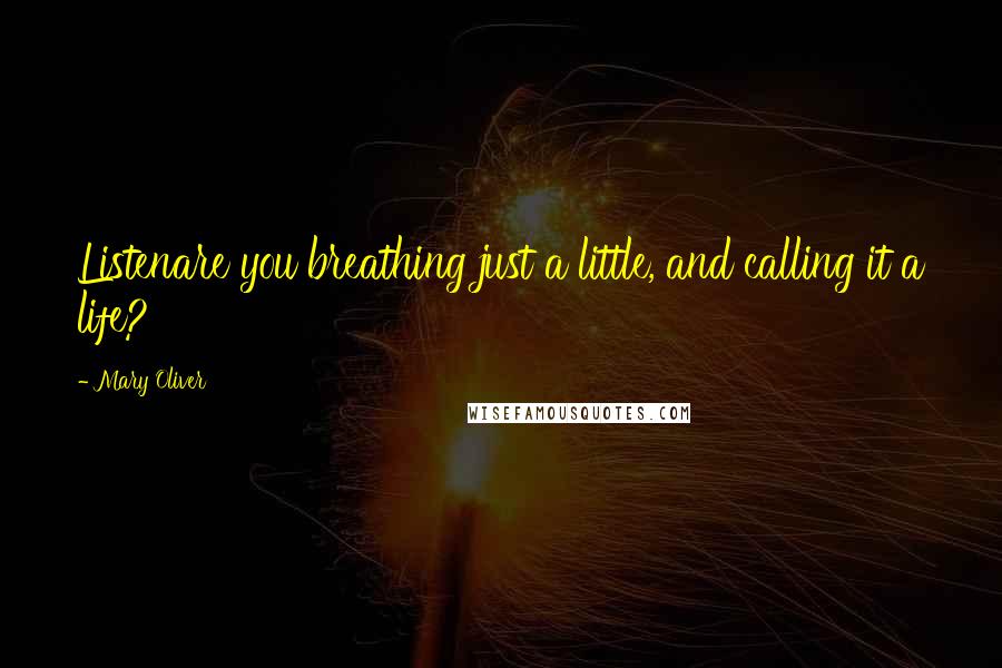 Mary Oliver Quotes: Listenare you breathing just a little, and calling it a life?