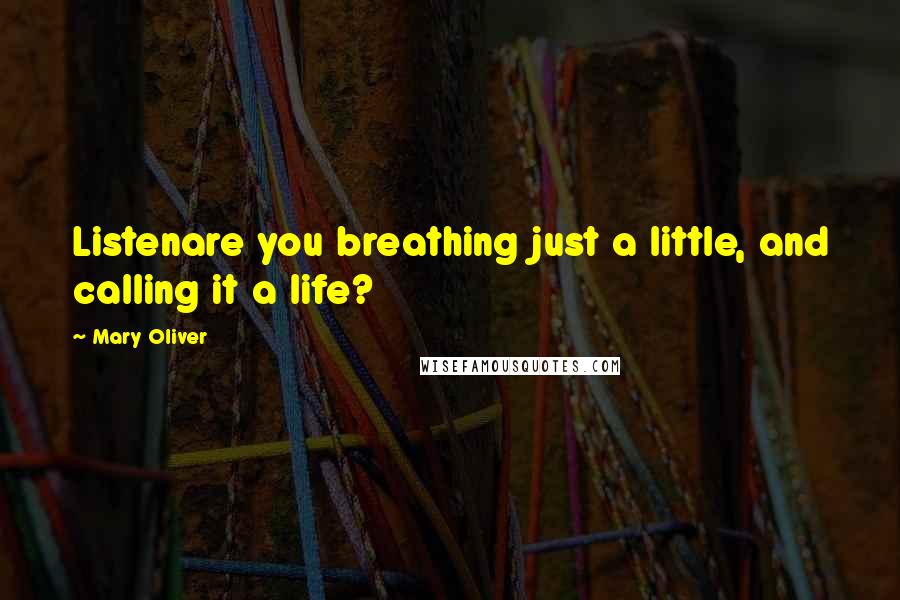 Mary Oliver Quotes: Listenare you breathing just a little, and calling it a life?