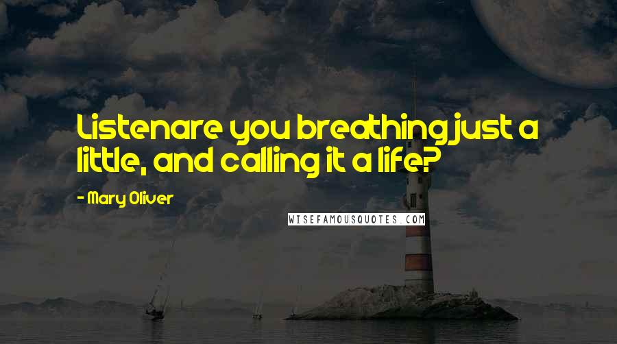 Mary Oliver Quotes: Listenare you breathing just a little, and calling it a life?