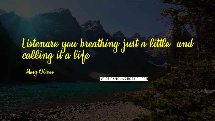 Mary Oliver Quotes: Listenare you breathing just a little, and calling it a life?