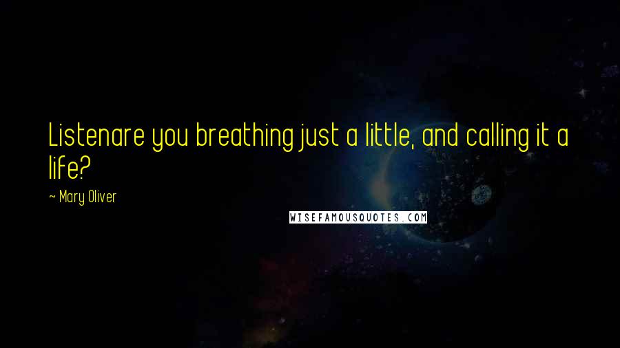 Mary Oliver Quotes: Listenare you breathing just a little, and calling it a life?