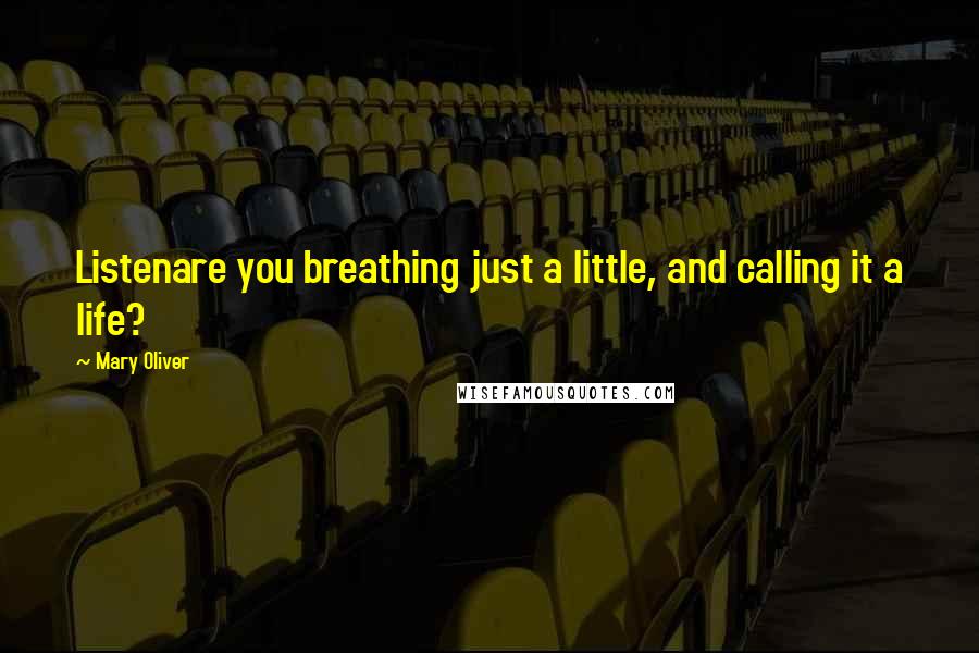 Mary Oliver Quotes: Listenare you breathing just a little, and calling it a life?