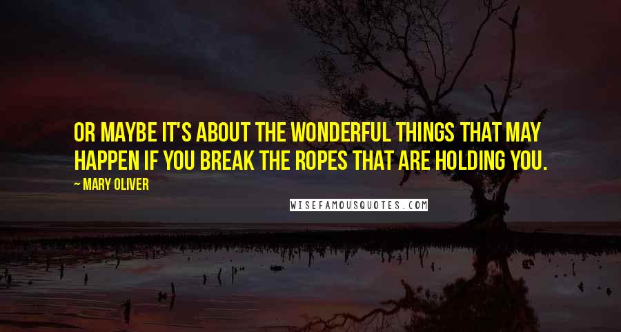 Mary Oliver Quotes: Or maybe it's about the wonderful things that may happen if you break the ropes that are holding you.