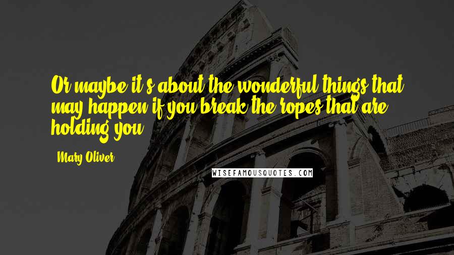 Mary Oliver Quotes: Or maybe it's about the wonderful things that may happen if you break the ropes that are holding you.