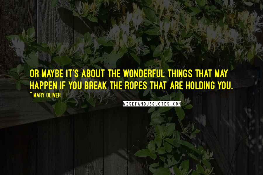 Mary Oliver Quotes: Or maybe it's about the wonderful things that may happen if you break the ropes that are holding you.