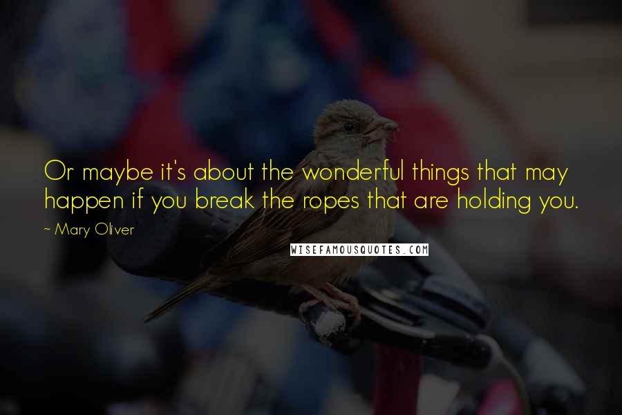 Mary Oliver Quotes: Or maybe it's about the wonderful things that may happen if you break the ropes that are holding you.